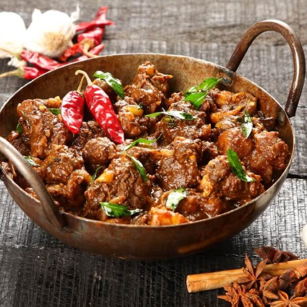 Spicy Salmi Lamb with Rice and Salad