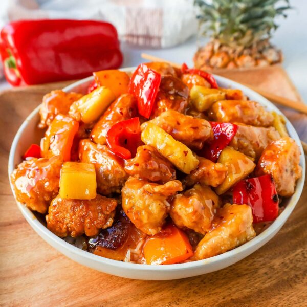 Sweet & Sour Chicken With Rice & Salad