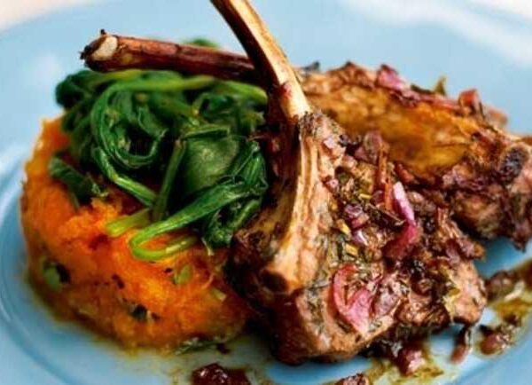 Balsamic and Mint-Glazed Lamb with Roasted Butternut Mash